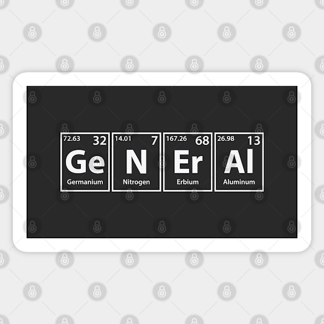 General (Ge-N-Er-Al) Periodic Elements Spelling Sticker by cerebrands